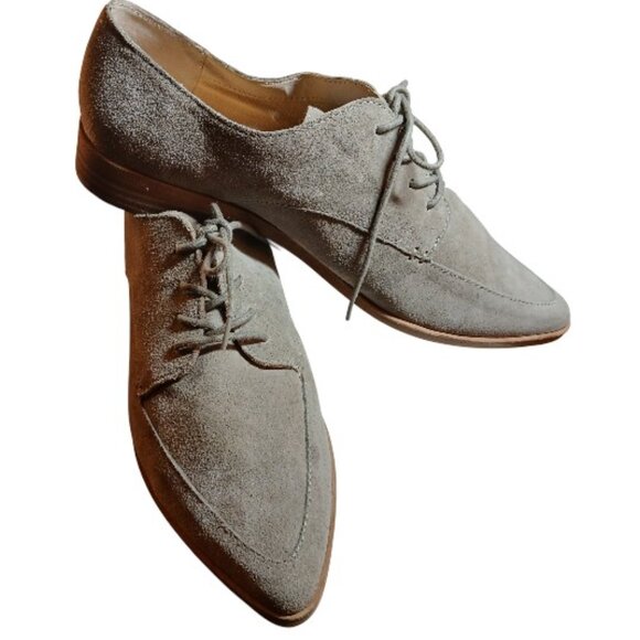 DOLCE VITA Gray Taupe Suede Lace up Oxford Loafers Like New - Picture 3 of 11